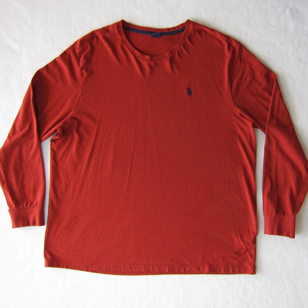 U.S. Polo ASSN Mens Rust Orange Long Sleeve Tee Pullover Crewneck Size 2XL